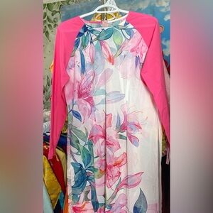 Ao dai lua in, Vietnamese traditional long dress top pink 12 4xl 🎁 new year Tết